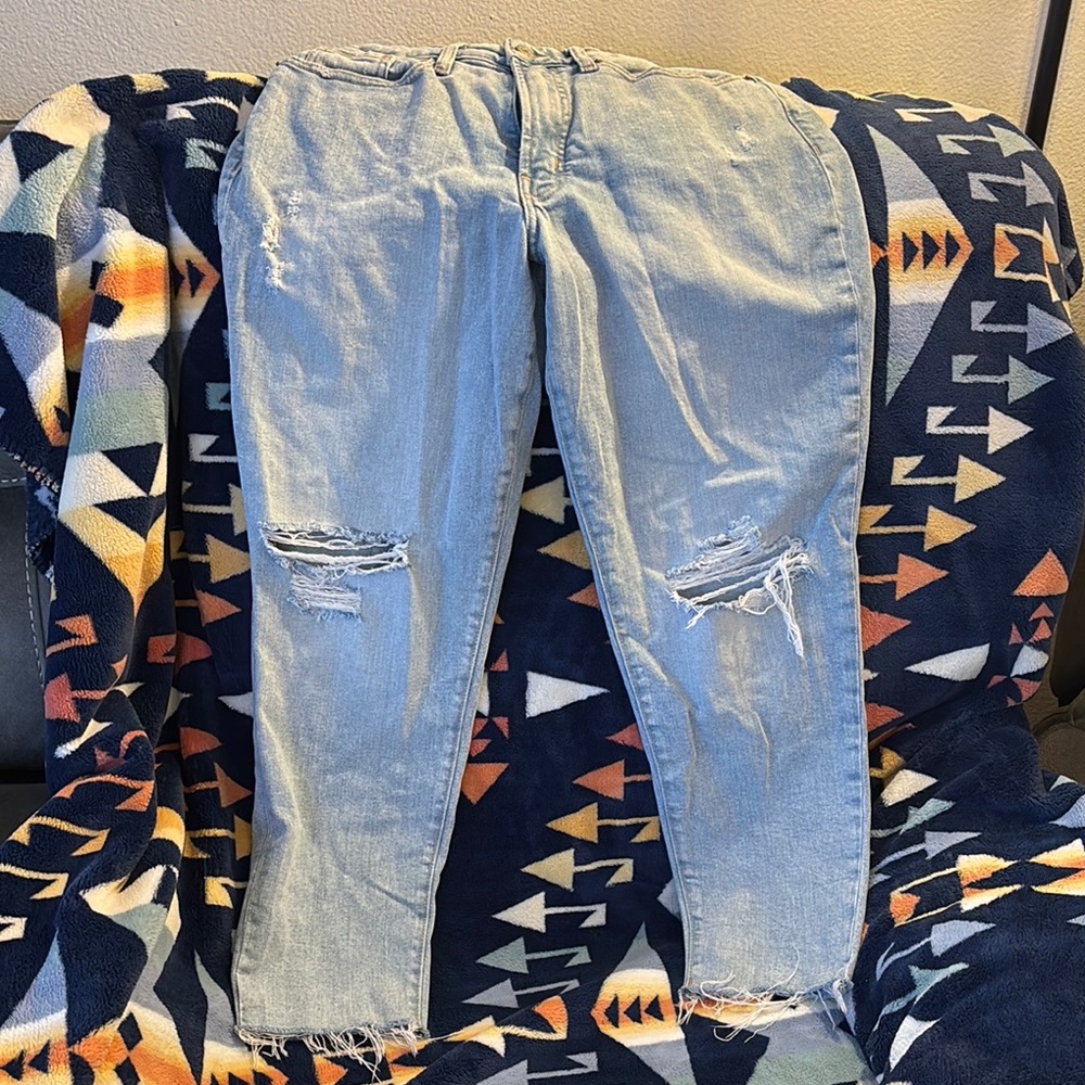 Old Navy Blue Boyfriend Jeans Distressed Casual